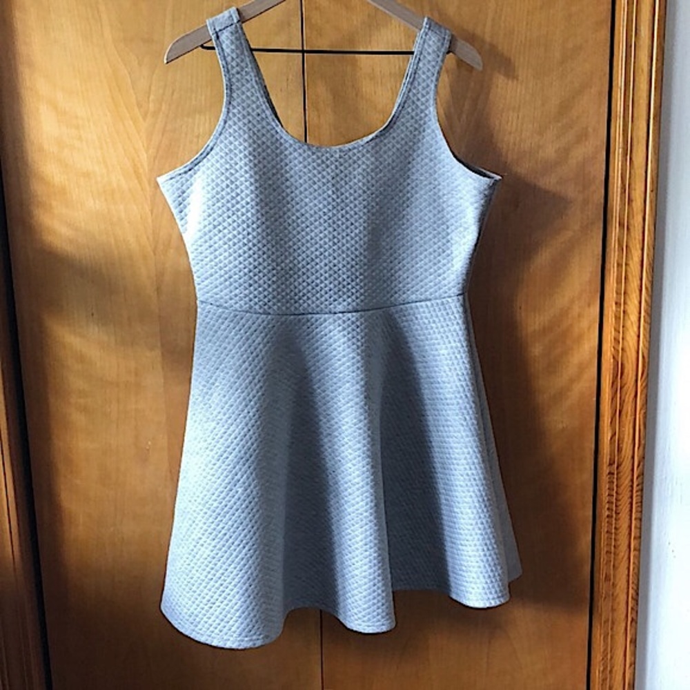 Quilted Scoop Neck Mini Dress Grey XL y2k